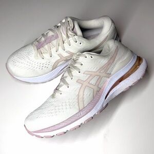 Asics Women’s Gel Kayano 28 Cream White Pink Running Shoes Sneakers Size- 7